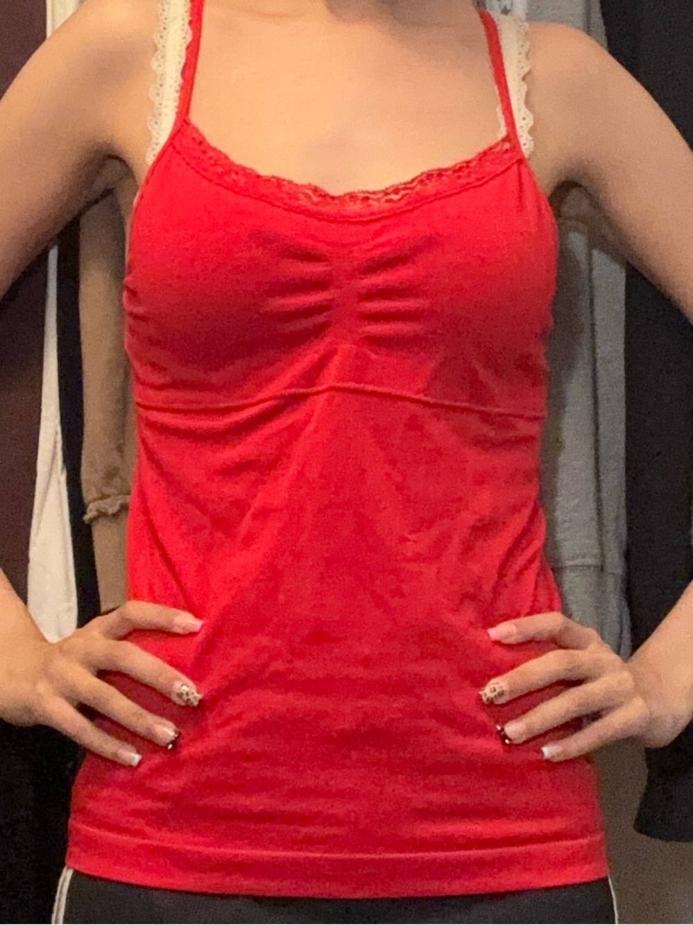 size small no boundaries red lace cami